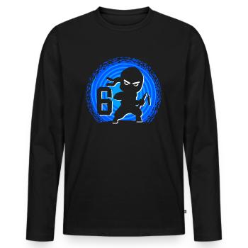 Ninja Birthday 6 Years Boy Ninjas Ninja - Men's Premium Organic Long Sleeve Shirt - black - Front - Nico (187cm)