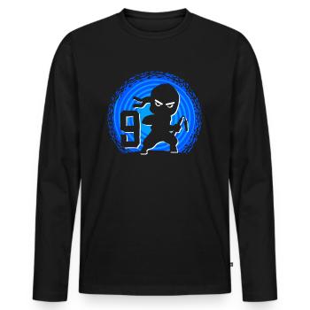 Ninja Birthday 9 Years Boy Ninjas Ninja - Men's Premium Organic Long Sleeve Shirt - black - Front - Nico (187cm)