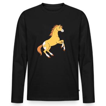 Wild Horse Girl Horse - Men's Premium Organic Long Sleeve Shirt - black - Front - Nico (187cm)