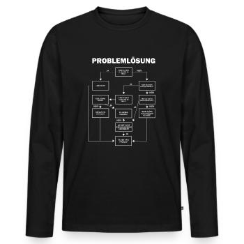 Problemlösung T-Shirt Funshirt für Männer - Männer Premium Bio Langarmshirt - Schwarz - Vorne - Nico (187cm)