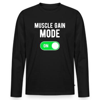 Mode de gain musculaire ON Gym Entraînement de musculation - T-shirt manches longues Premium bio Homme - noir - Devant - Nico (187cm)