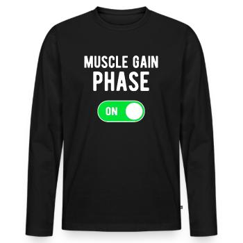 Muskelaufbauphase ON Bodybuilding Gewichte Workout - Männer Premium Bio Langarmshirt - Schwarz - Vorne - Nico (187cm)