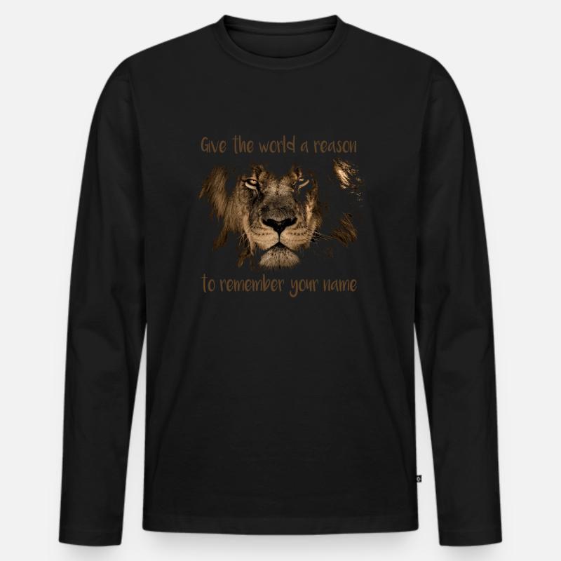 Löwe Motivation - Männer Premium Bio Langarmshirt - Schwarz