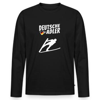 Skispringen Deutschland Skispringer Deutsche Adler - Männer Premium Bio Langarmshirt - Schwarz - Vorne - Nico (187cm)