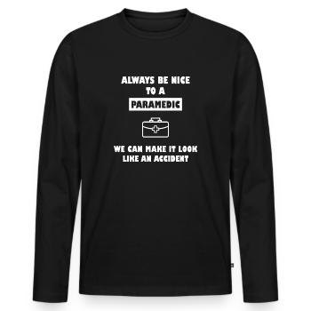 Ambulance paramédicale d'urgence paramédicale - T-shirt manches longues Premium bio Homme - noir - Devant - Nico (187cm)