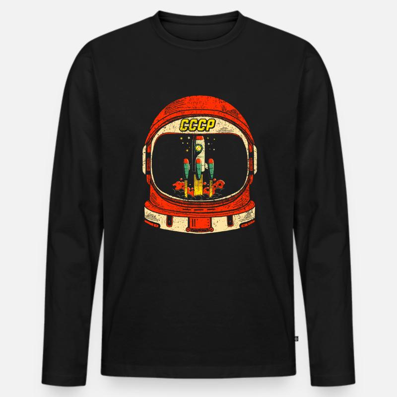 Kosmonaut - Männer Premium Bio Langarmshirt - Schwarz