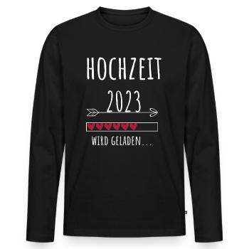 Hochzeit 2023 Partnerlook Braut & Bräutigam - Männer Premium Bio Langarmshirt - Schwarz - Vorne - Nico (187cm)