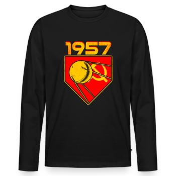 Satellite Spoutnik 1 1957 - T-shirt manches longues Premium bio Homme - noir - Devant - Nico (187cm)