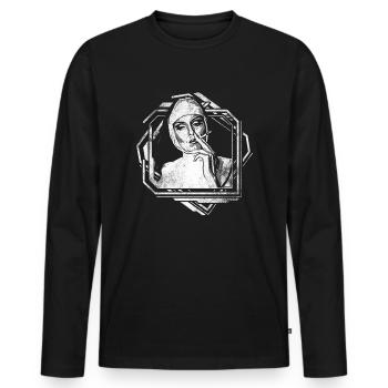 Sexy Nonne raucht Zigarette - Männer Premium Bio Langarmshirt - Schwarz - Vorne - Nico (187cm)