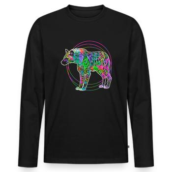 Bunte Hyäne - Männer Premium Bio Langarmshirt - Schwarz - Vorne - Nico (187cm)