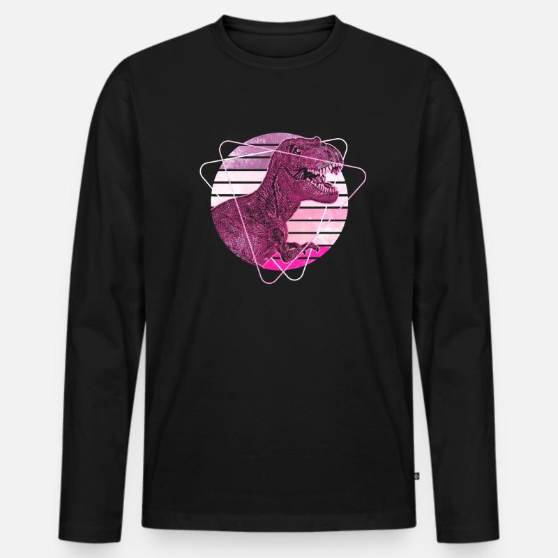 T-Rex Dinosaurier - Männer Premium Bio Langarmshirt - Schwarz