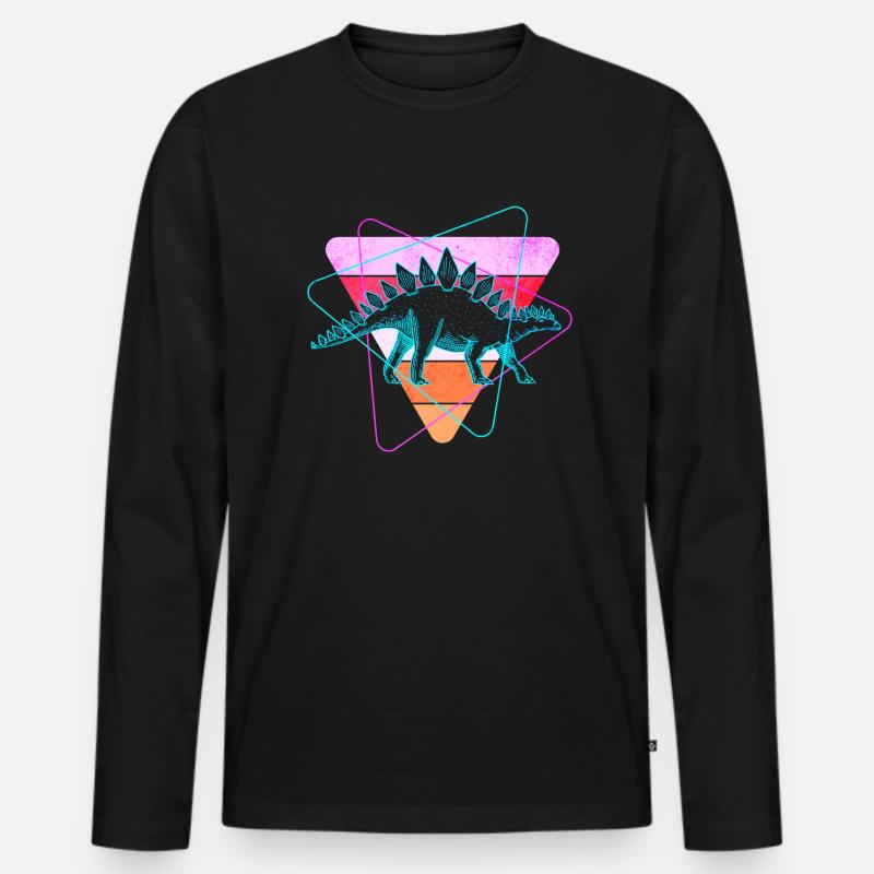 Stegosaurus Dinosaurier - Männer Premium Bio Langarmshirt - Schwarz