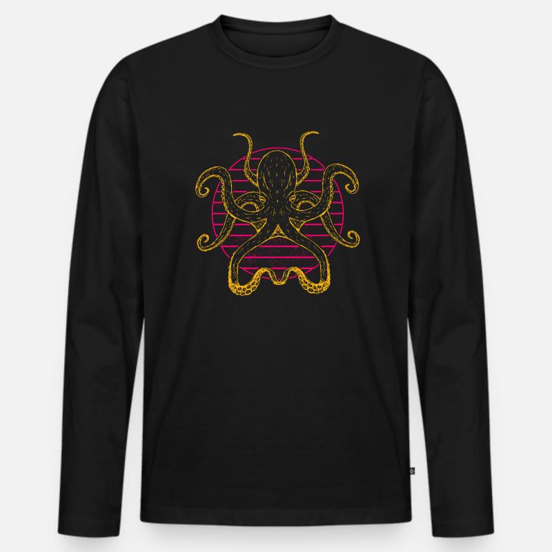 Oktopus - Männer Premium Bio Langarmshirt - Schwarz