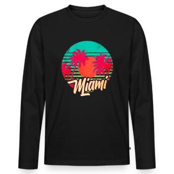 Miami - T-shirt manches longues Premium bio Homme - noir - Devant - Nico (187cm)