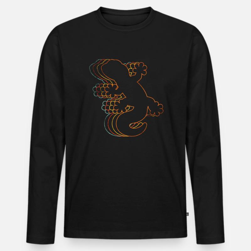 Gecko - Männer Premium Bio Langarmshirt - Schwarz
