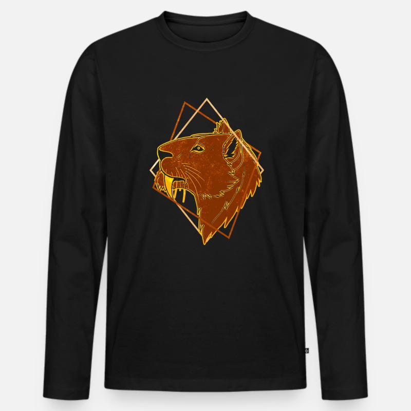 Säbelzahntiger - Männer Premium Bio Langarmshirt - Schwarz
