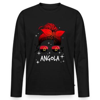 Angola - Men's Premium Organic Long Sleeve Shirt - black - Front - Nico (187cm)
