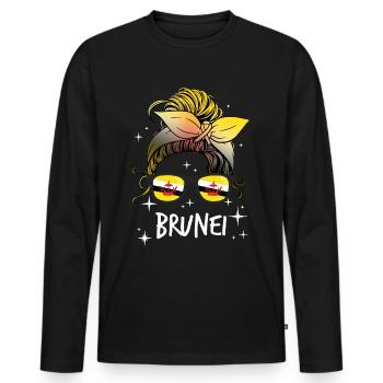 Brunei - T-shirt manches longues Premium bio Homme - noir - Devant - Nico (187cm)
