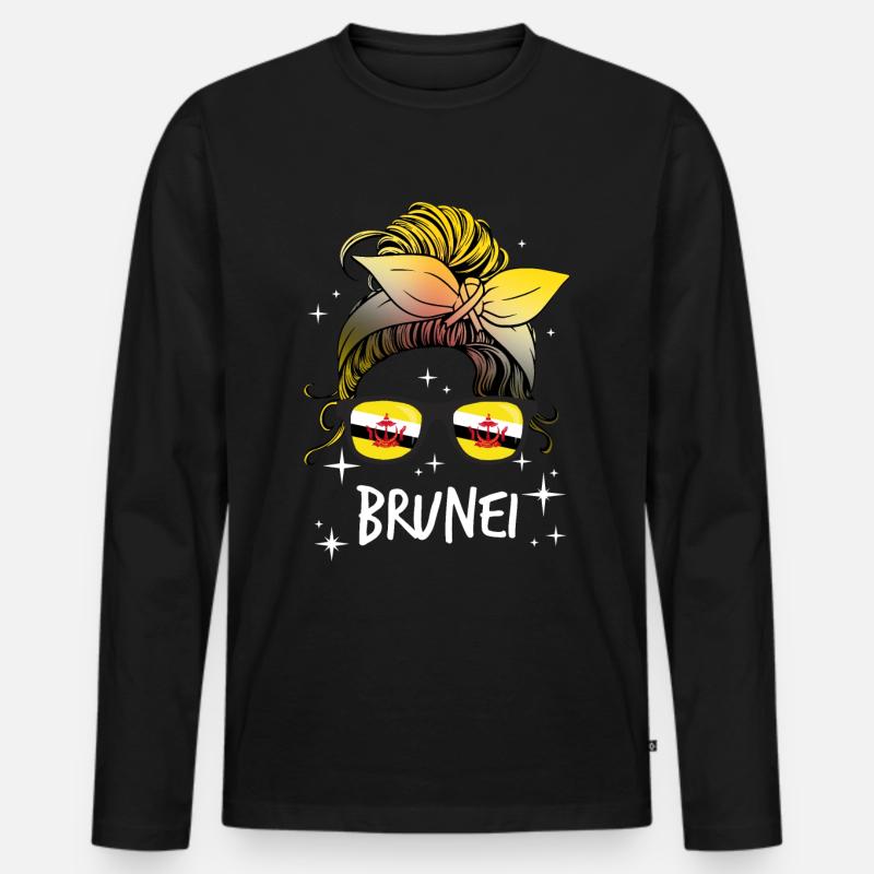 Brunei - Männer Premium Bio Langarmshirt - Schwarz