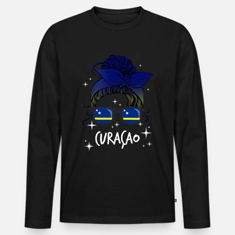 Curaçao - Männer Premium Bio Langarmshirt - Schwarz