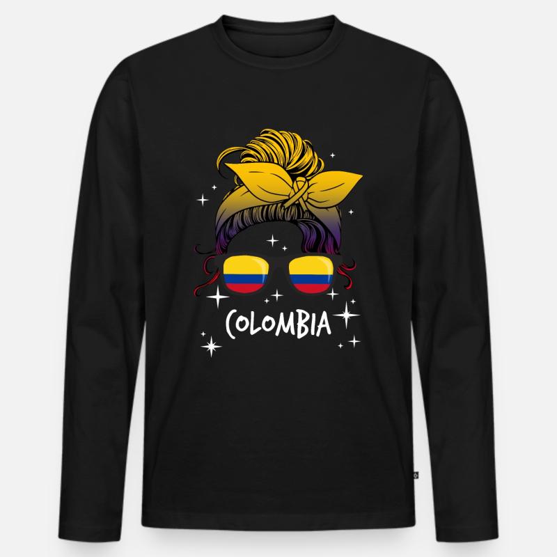 Kolumbien - Männer Premium Bio Langarmshirt - Schwarz
