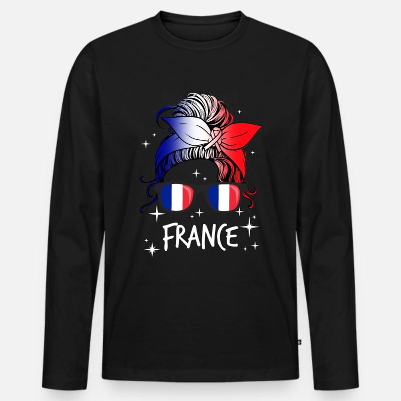 Frankreich - Männer Premium Bio Langarmshirt - Schwarz