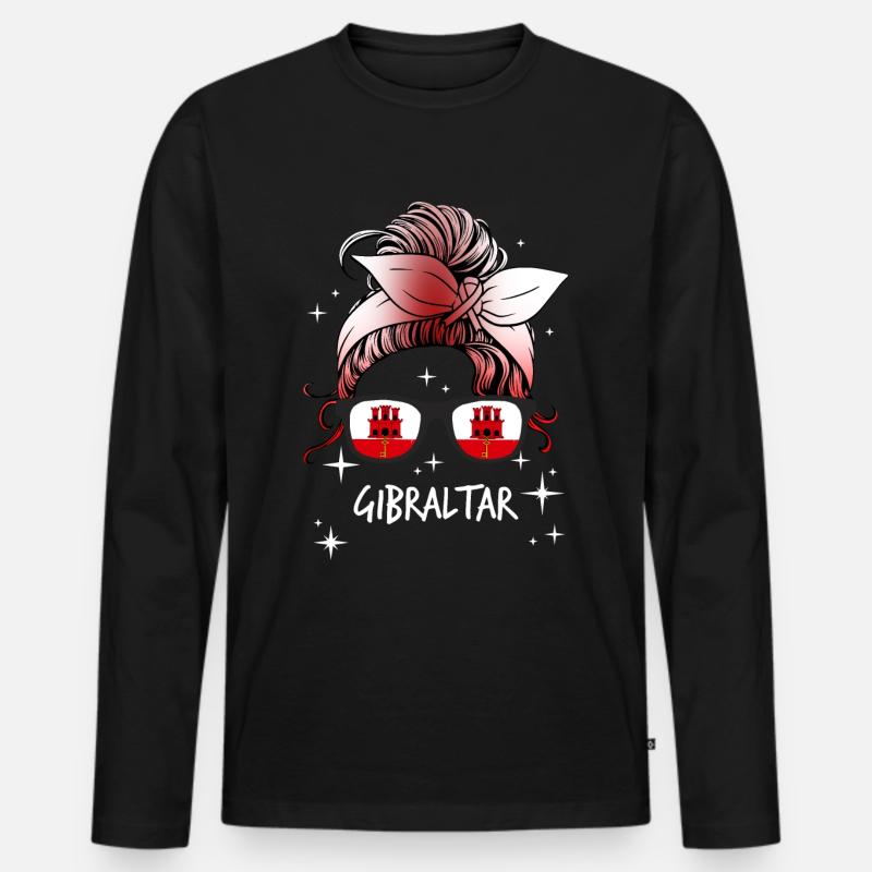Gibraltar - Männer Premium Bio Langarmshirt - Schwarz