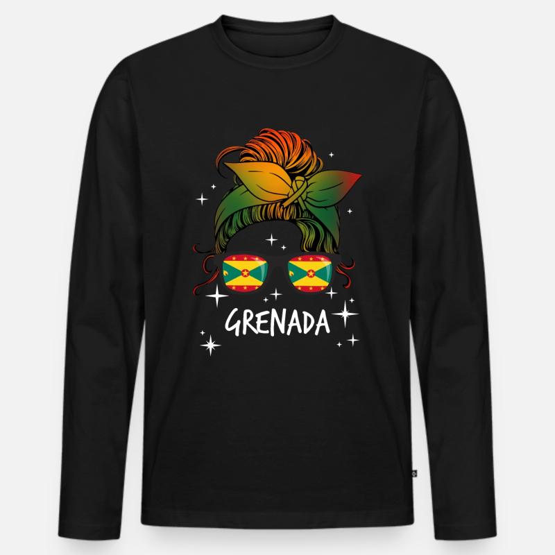 Grenada - Männer Premium Bio Langarmshirt - Schwarz