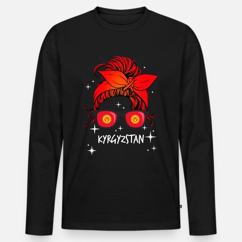 Kirgisistan - Männer Premium Bio Langarmshirt - Schwarz