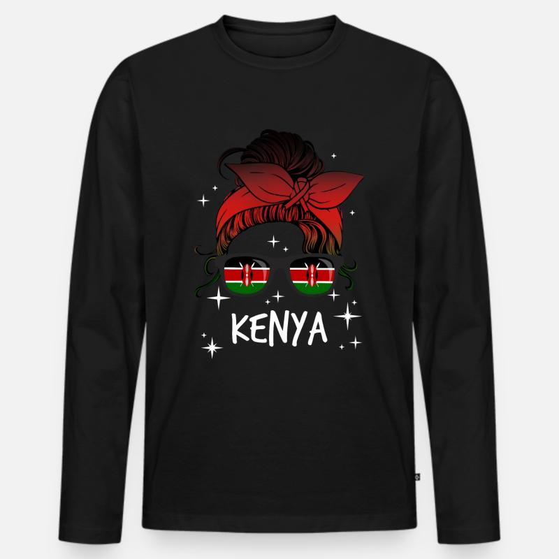 Kenia - Männer Premium Bio Langarmshirt - Schwarz