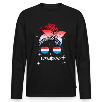 Luxembourg - Men's Premium Organic Long Sleeve Shirt - black - Front - Nico (187cm)