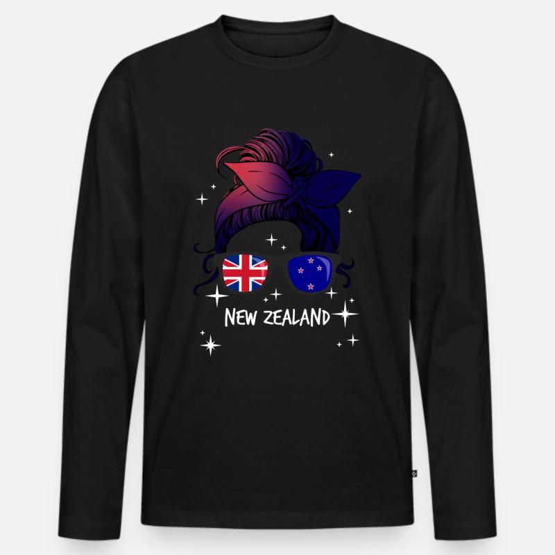 Neuseeland - Männer Premium Bio Langarmshirt - Schwarz