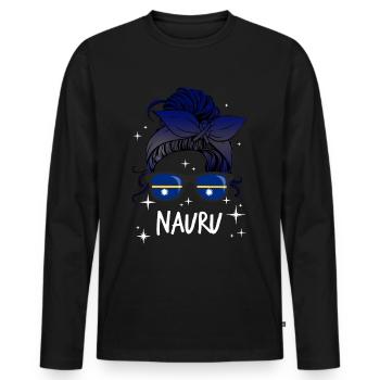 Nauru - Männer Premium Bio Langarmshirt - Schwarz - Vorne - Nico (187cm)