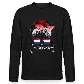 Netherlands - Men's Premium Organic Long Sleeve Shirt - black - Front - Nico (187cm)