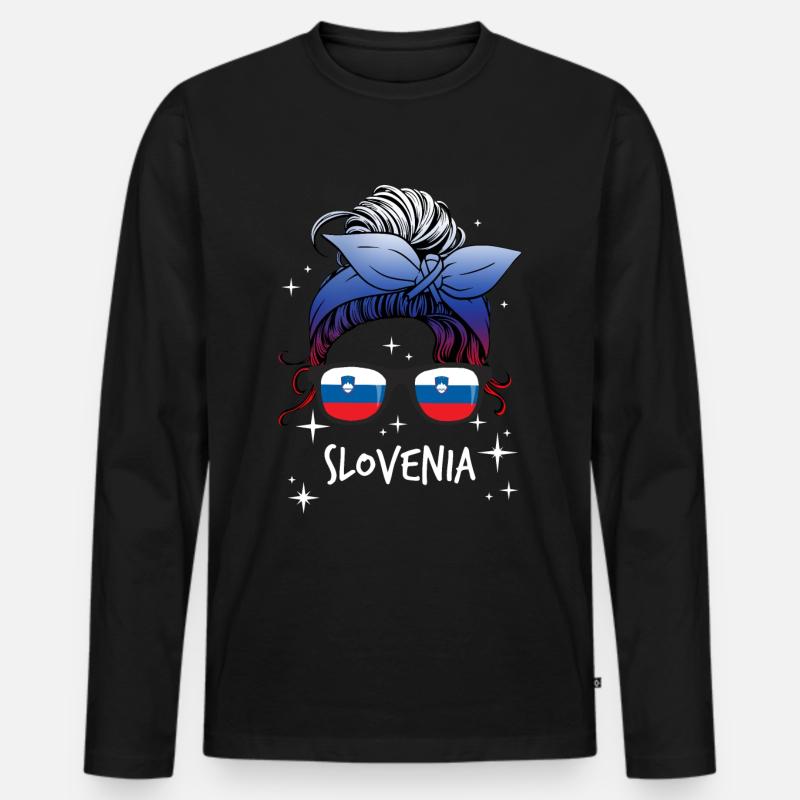 Slowenien - Männer Premium Bio Langarmshirt - Schwarz