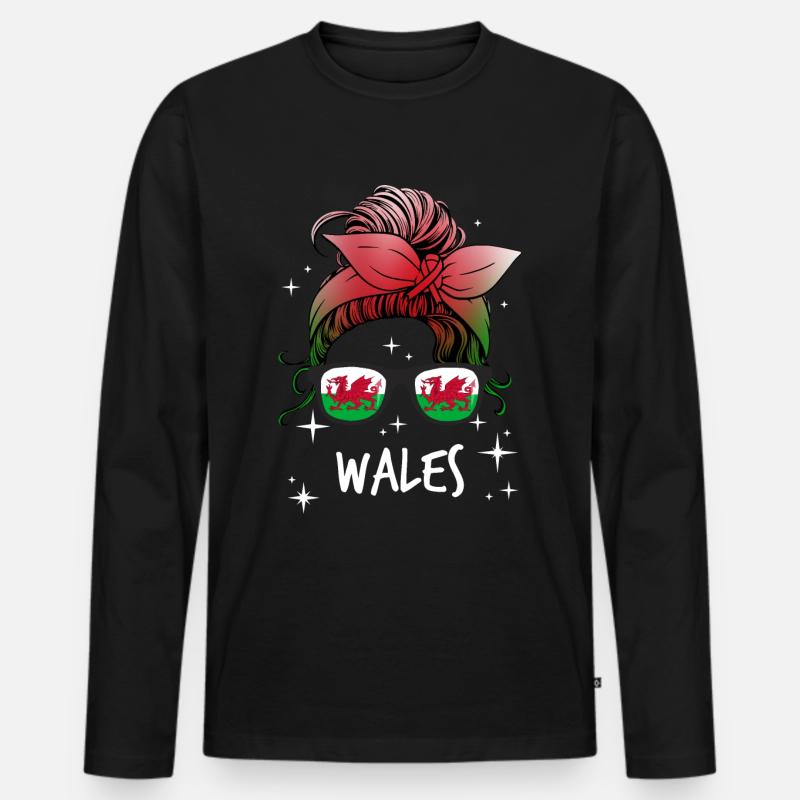 Wales - Männer Premium Bio Langarmshirt - Schwarz