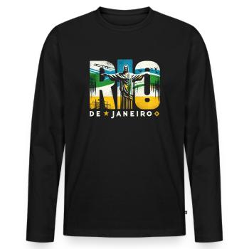 Rio de Janeiro Brasilien - Männer Premium Bio Langarmshirt - Schwarz - Vorne - Nico (187cm)