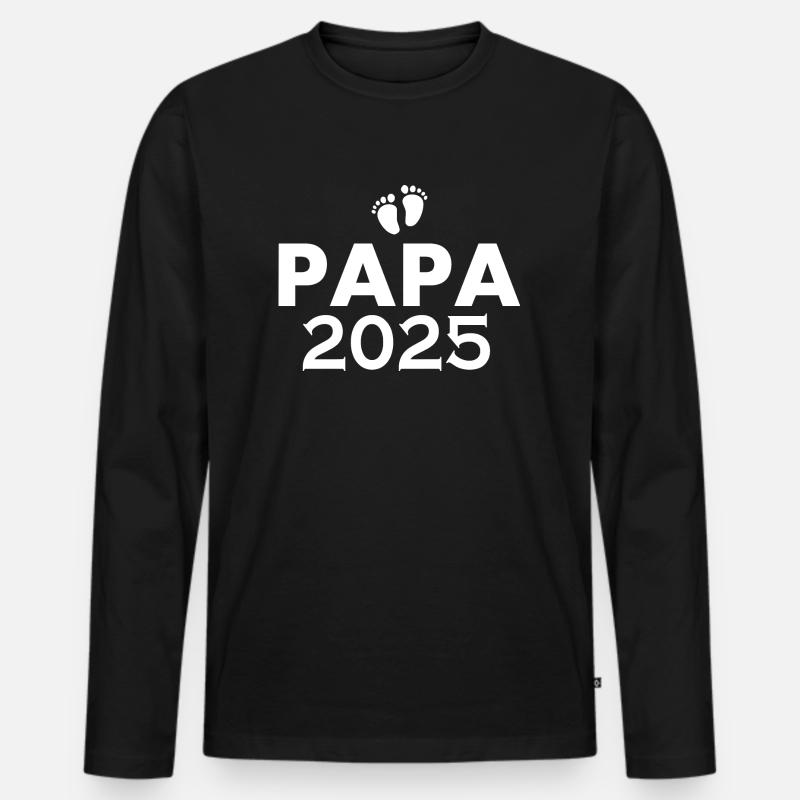 Papa 2025 - Männer Premium Bio Langarmshirt - Schwarz