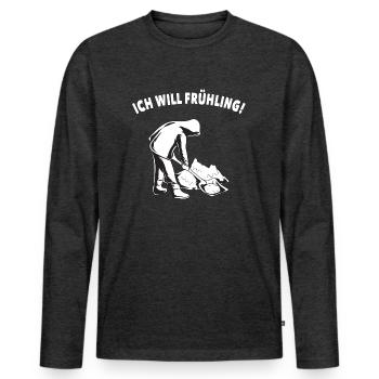 Funny shirt for snow shoveling - winter snow - Men's Premium Organic Long Sleeve Shirt - heather anthracite - Front - Nico (187cm)