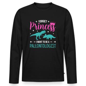 Dinosaur Dino Princess Paleontologist - Men's Premium Organic Long Sleeve Shirt - black - Front - Nico (187cm)