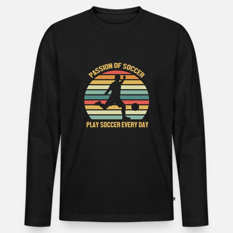 Fußball - Männer Premium Bio Langarmshirt - Schwarz