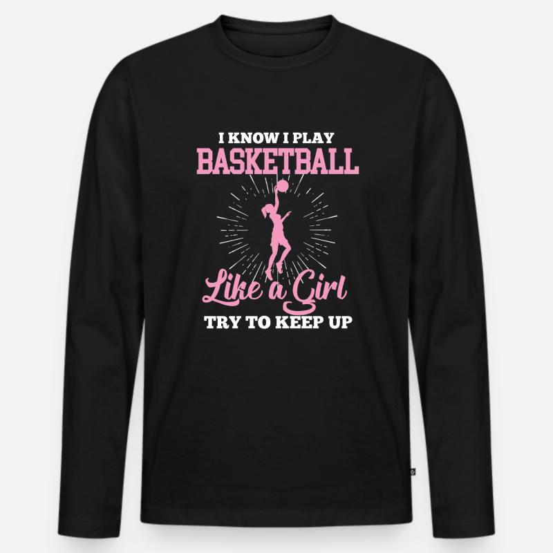 Basketball Mädchen - Männer Premium Bio Langarmshirt - Schwarz
