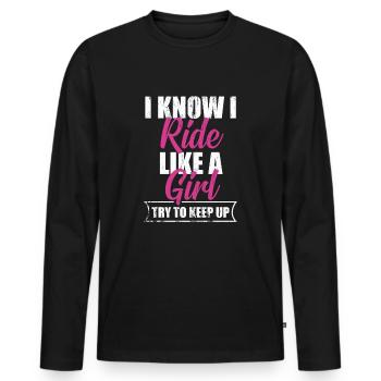 Cycling Cycling Cycling Girls - Men's Premium Organic Long Sleeve Shirt - black - Front - Nico (187cm)