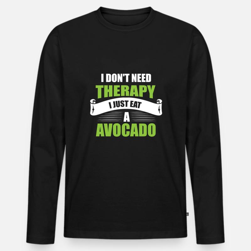 Avocado - Männer Premium Bio Langarmshirt - Schwarz