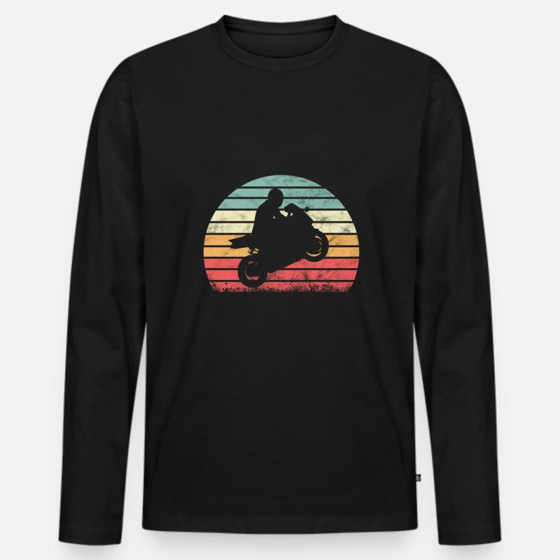 Motorrad Motorradfahrer Retro - Männer Premium Bio Langarmshirt - Schwarz
