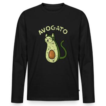 Cadeau avocat chat - T-shirt manches longues Premium bio Homme - noir - Devant - Nico (187cm)