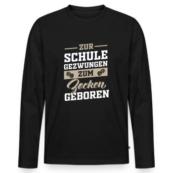 Gamer Schule Schüler - Männer Premium Bio Langarmshirt - Schwarz - Vorne - Nico (187cm)