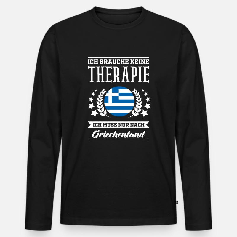 Griechenland - Männer Premium Bio Langarmshirt - Schwarz