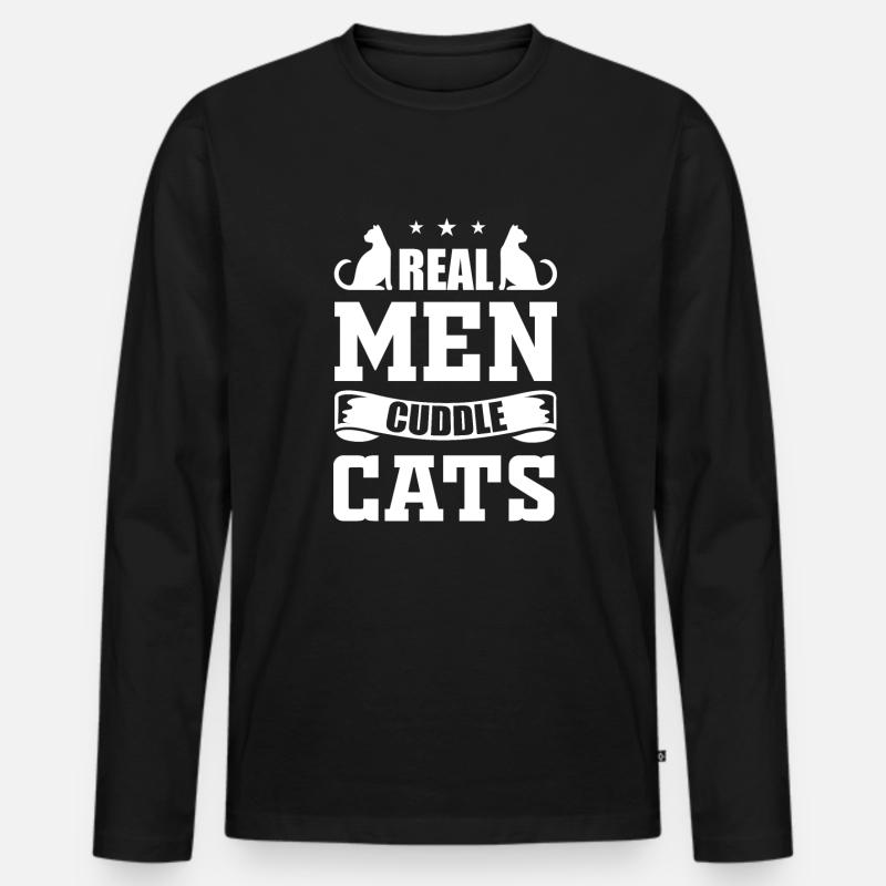 Katzen Katze Mann Männer Geschenk - Männer Premium Bio Langarmshirt - Schwarz