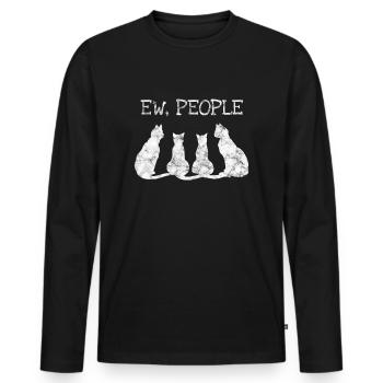 Chat chat minou cadeau - T-shirt manches longues Premium bio Homme - noir - Devant - Nico (187cm)